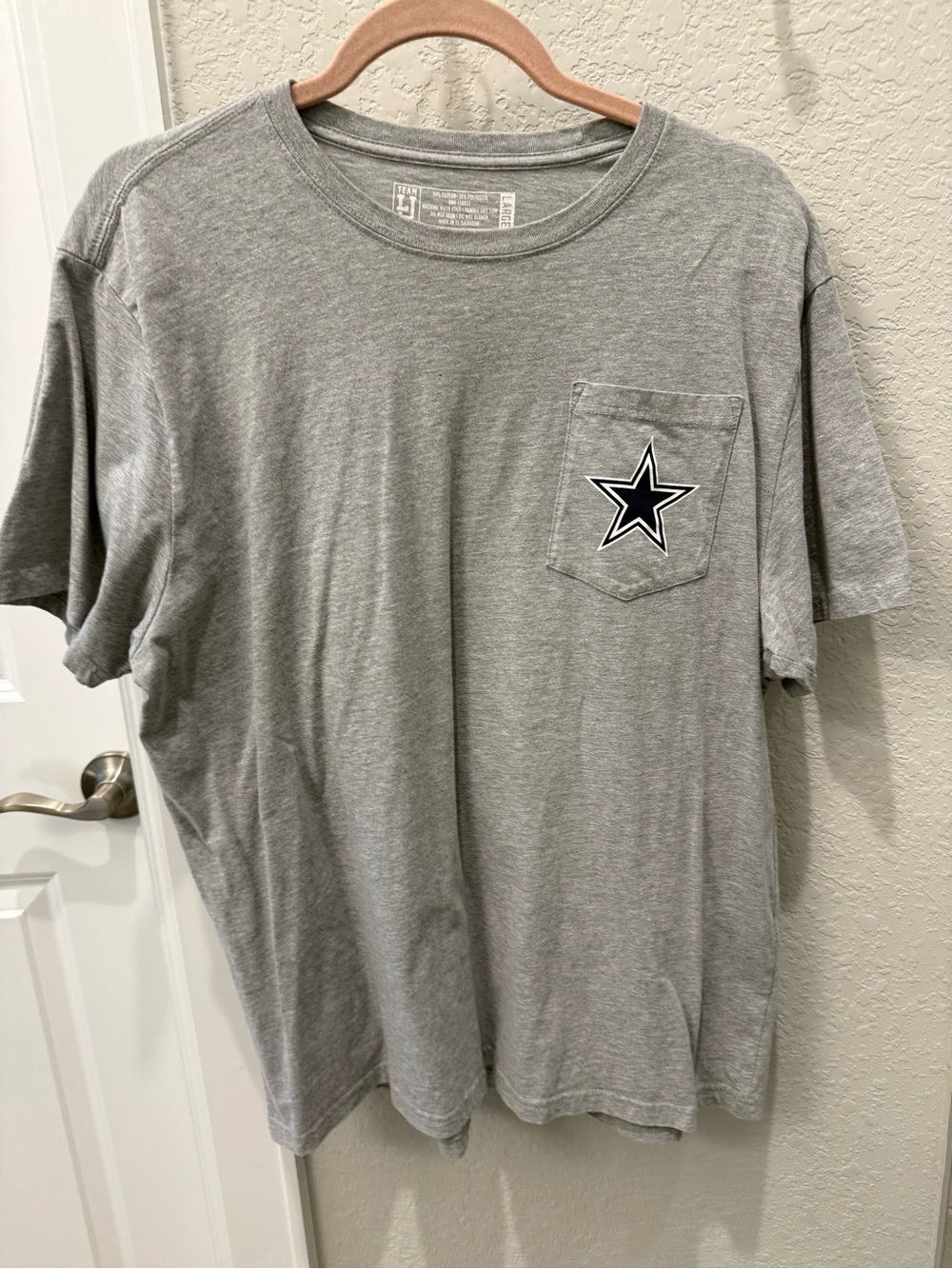 Lauren James Gray Short-Sleeve Pocket Tee with graphic design on back